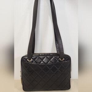 Chanel 1994-1996 quilted lambskin shoulder. Dark Brown. Slight fade on hardware